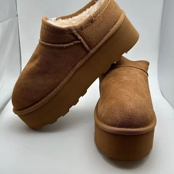 CUSHIONAIRE Women's Genuine Suede Cozy Mule Platform +Memory Foam 8.5 CHESTNUT - Picture 7 of 7